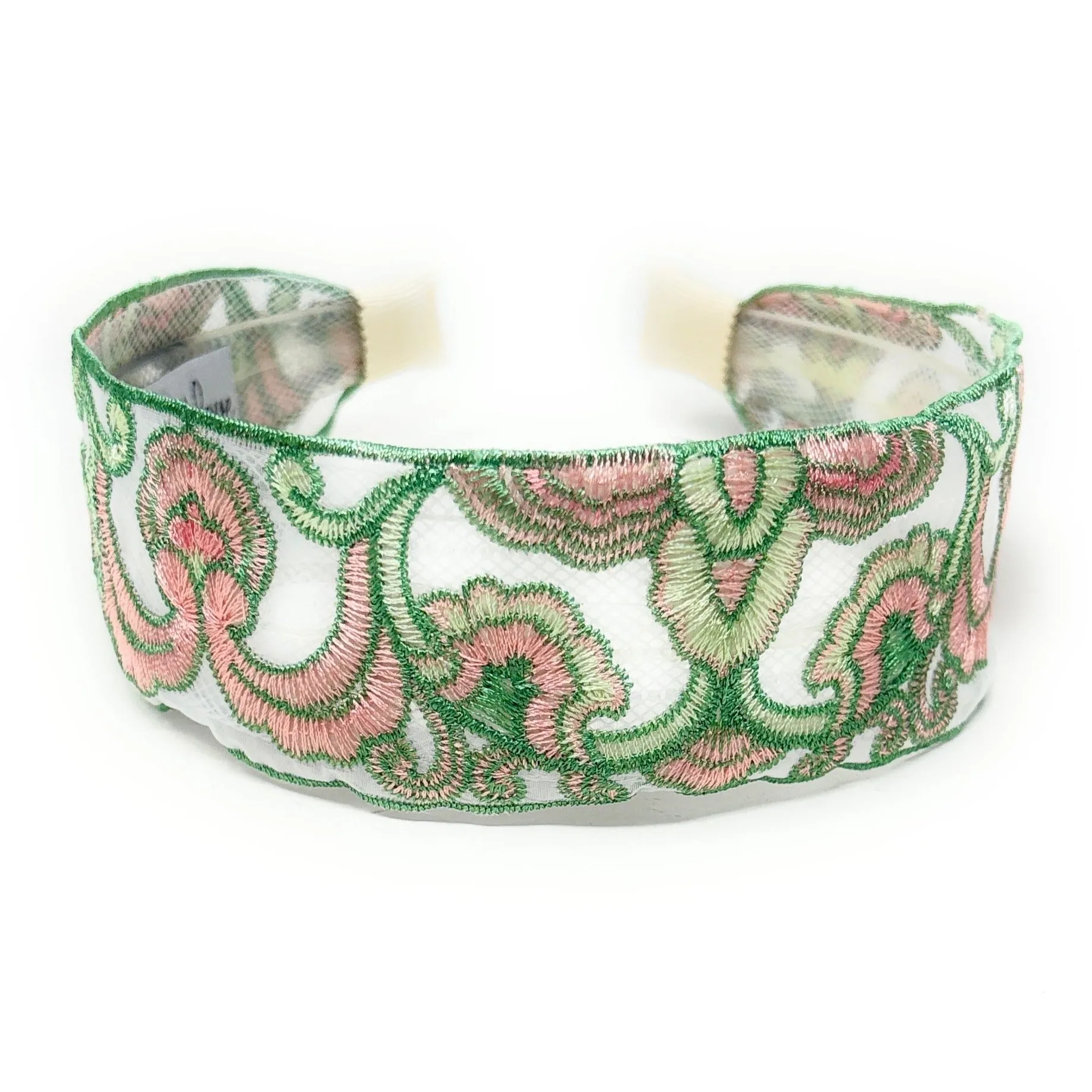 Eliza Embroidered Sheer Wide Headband