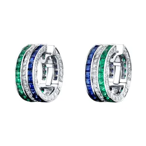 Emerald and Blue Sapphire Masterpiece Earrings
