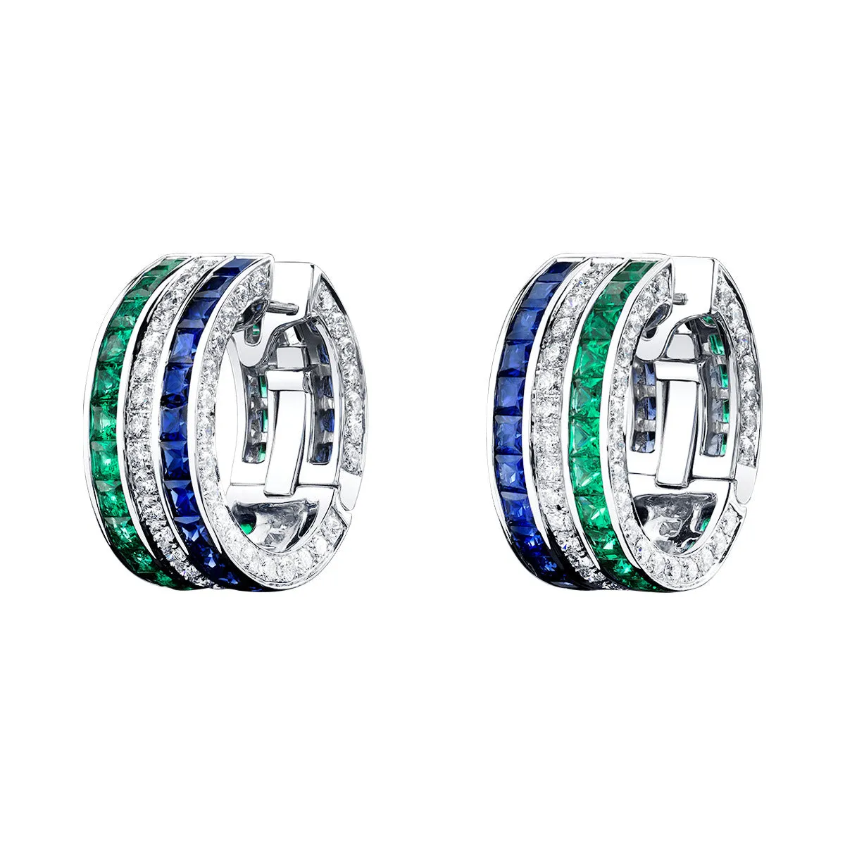 Emerald and Blue Sapphire Masterpiece Earrings
