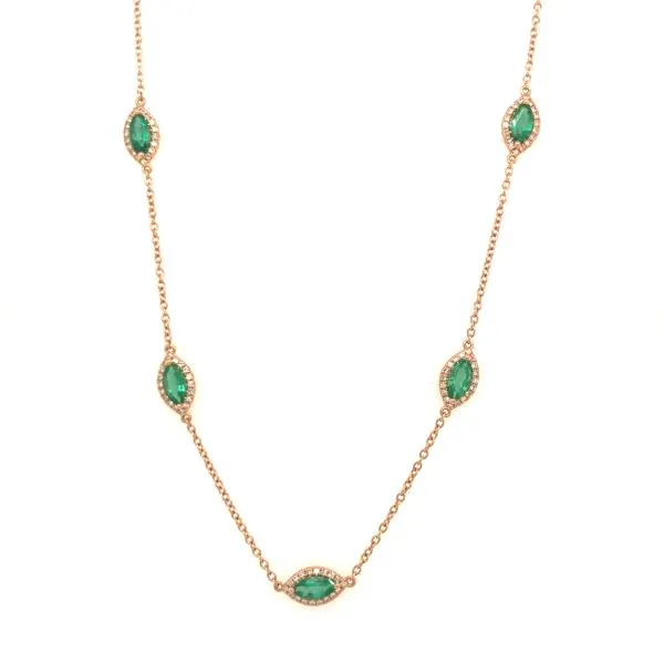 Emerald and diamond necklace (SKU N022)