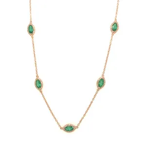 Emerald and diamond necklace (SKU N022)