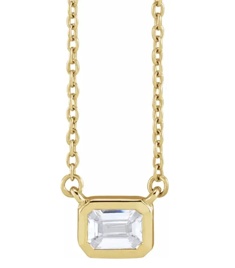 Emerald Cut Bezel-Set Necklace
