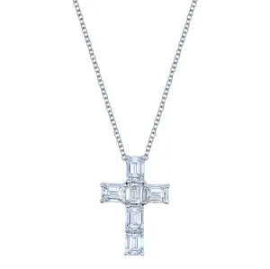 Emerald Cut Diamond Cross Pendant