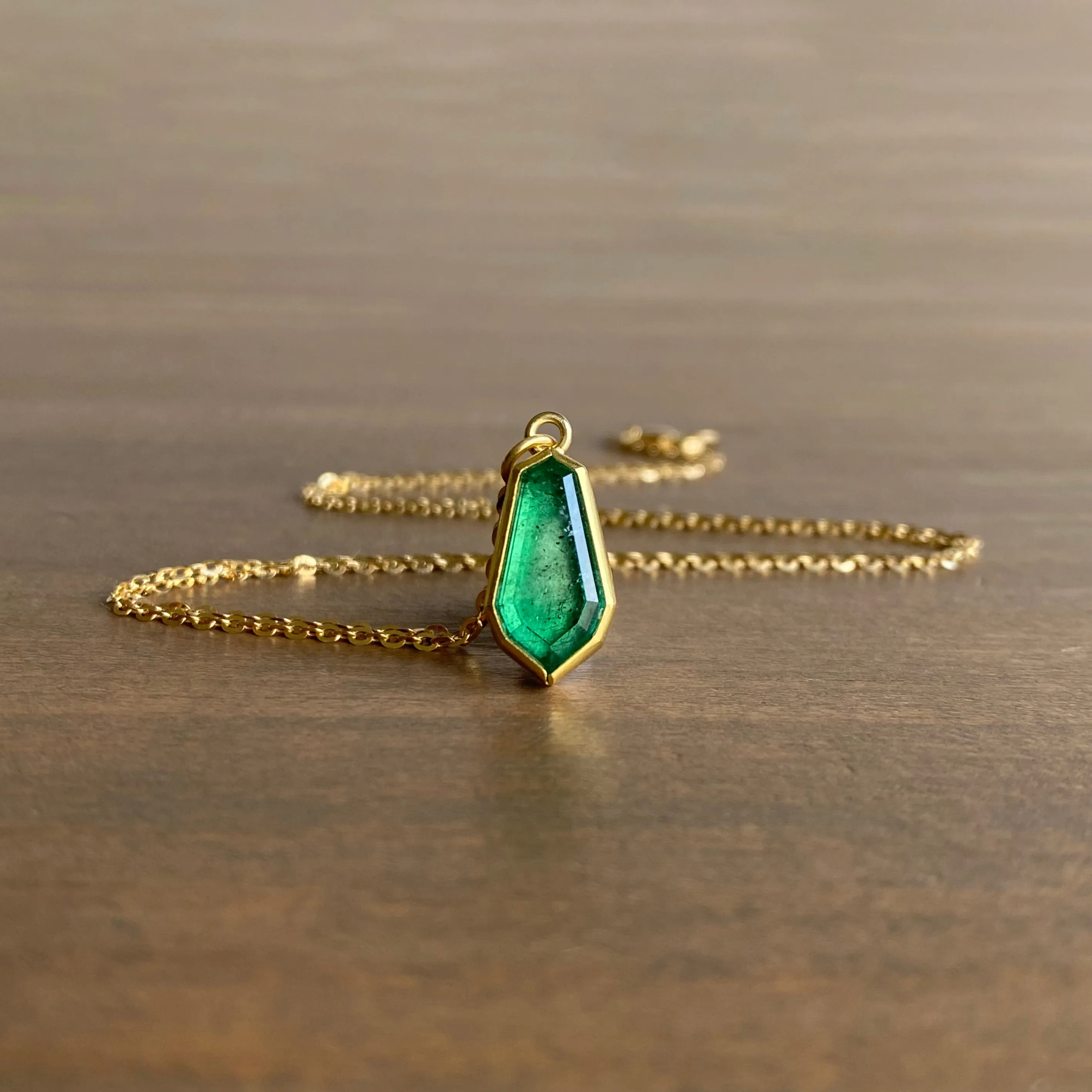 Emerald Elongated Shield Pendant