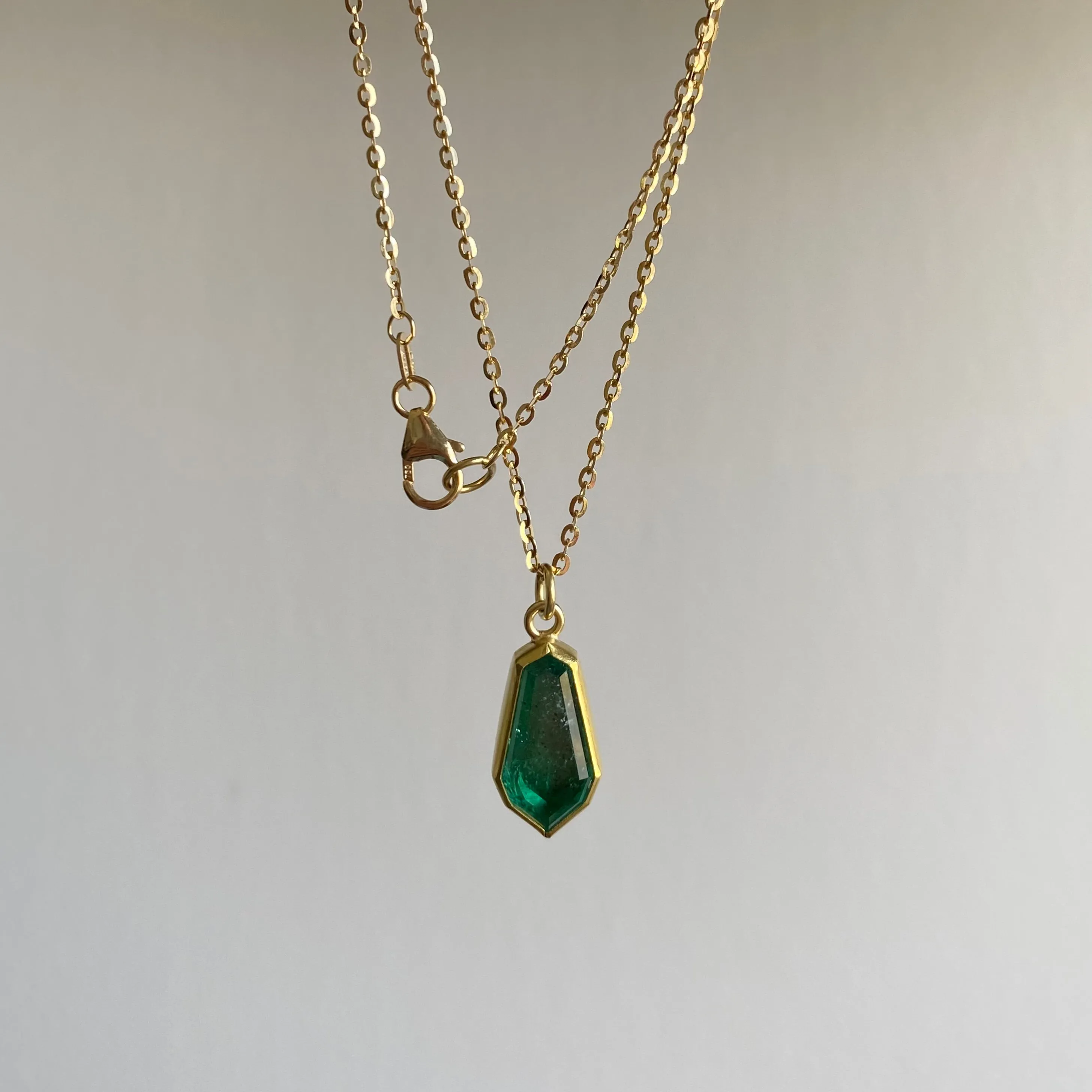 Emerald Elongated Shield Pendant