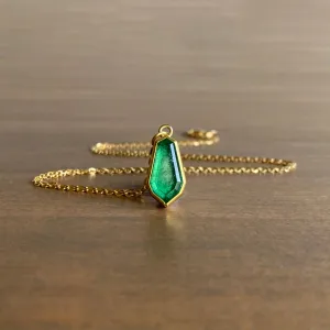 Emerald Elongated Shield Pendant