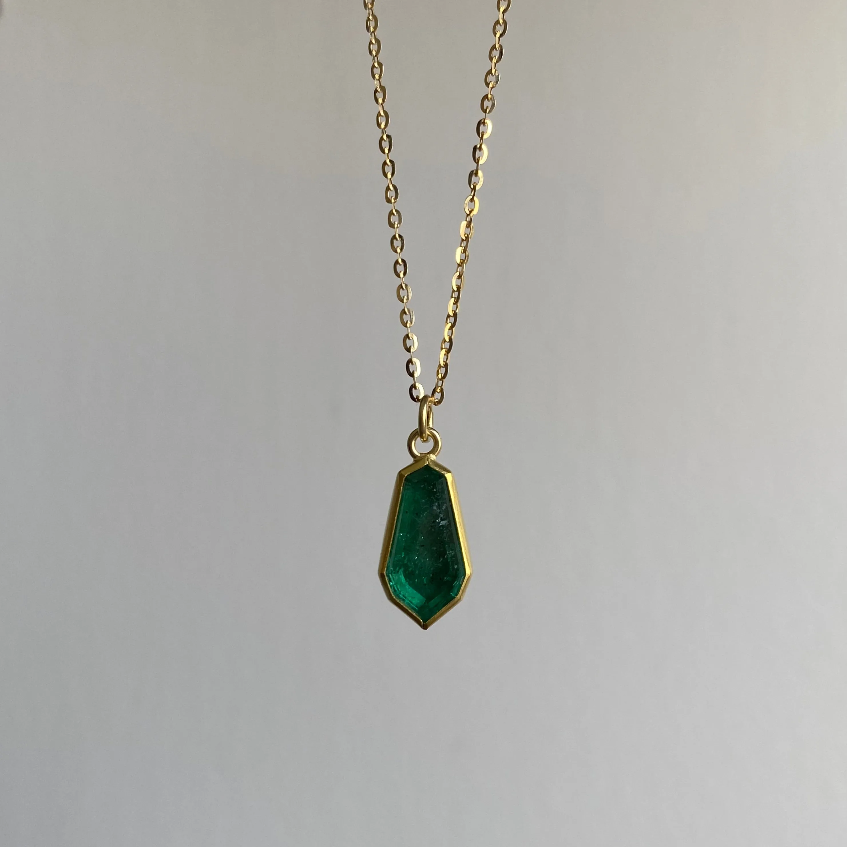 Emerald Elongated Shield Pendant