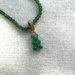 Emerald Glitter Bead Necklace, Green