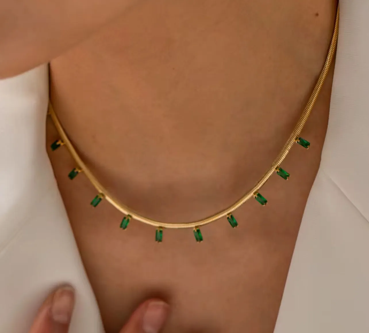 Emerald Green Cz Necklace