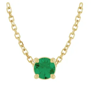 Emerald Solitaire Stationary Necklace