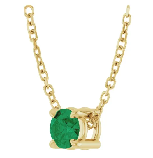 Emerald Solitaire Stationary Necklace