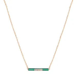 Enamel and Diamond Bar Necklace