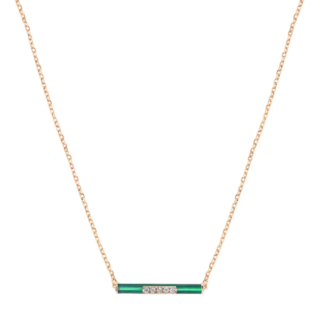 Enamel and Diamond Bar Necklace