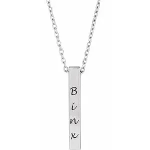 Engravable Four-Sided Vertical Bar Necklace