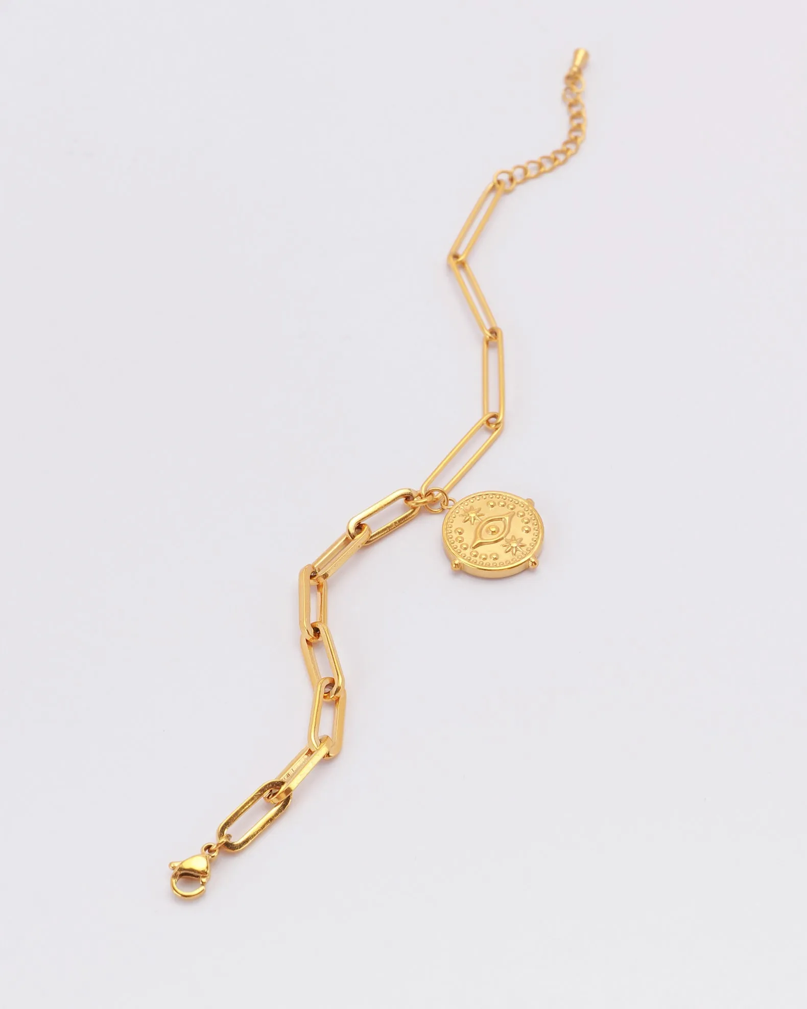 Evil Eye Gold Coin Chain Bracelet