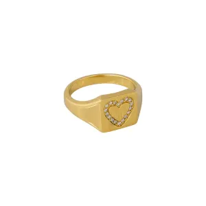 Fairley Crystal Heart Signet ring