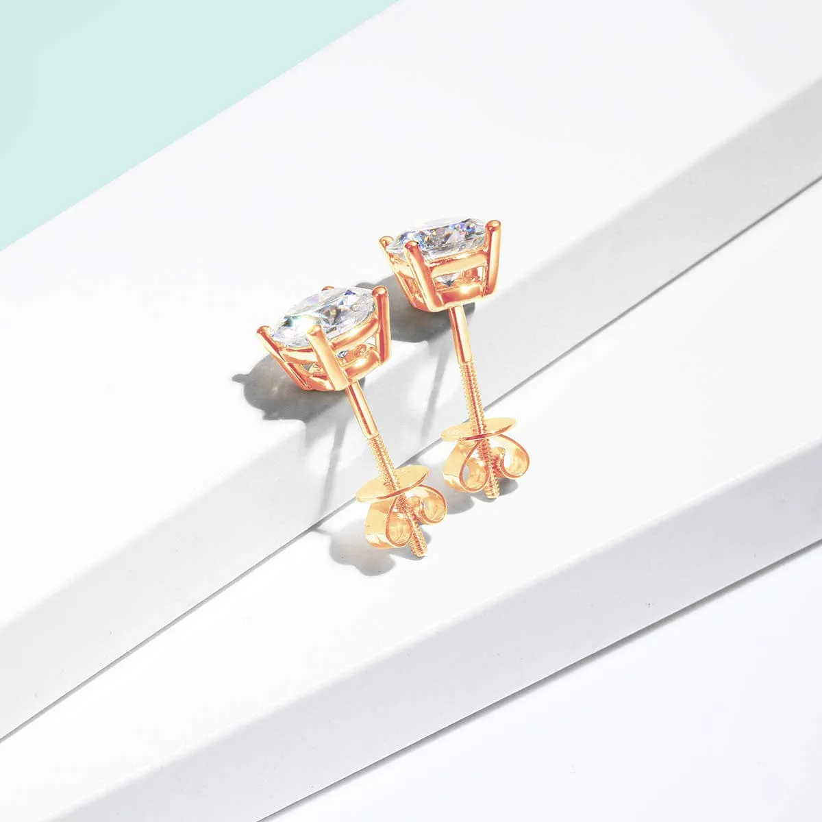 FANCIME 1cttw Moissanite Screw Back 14k Gold Stud Earrings