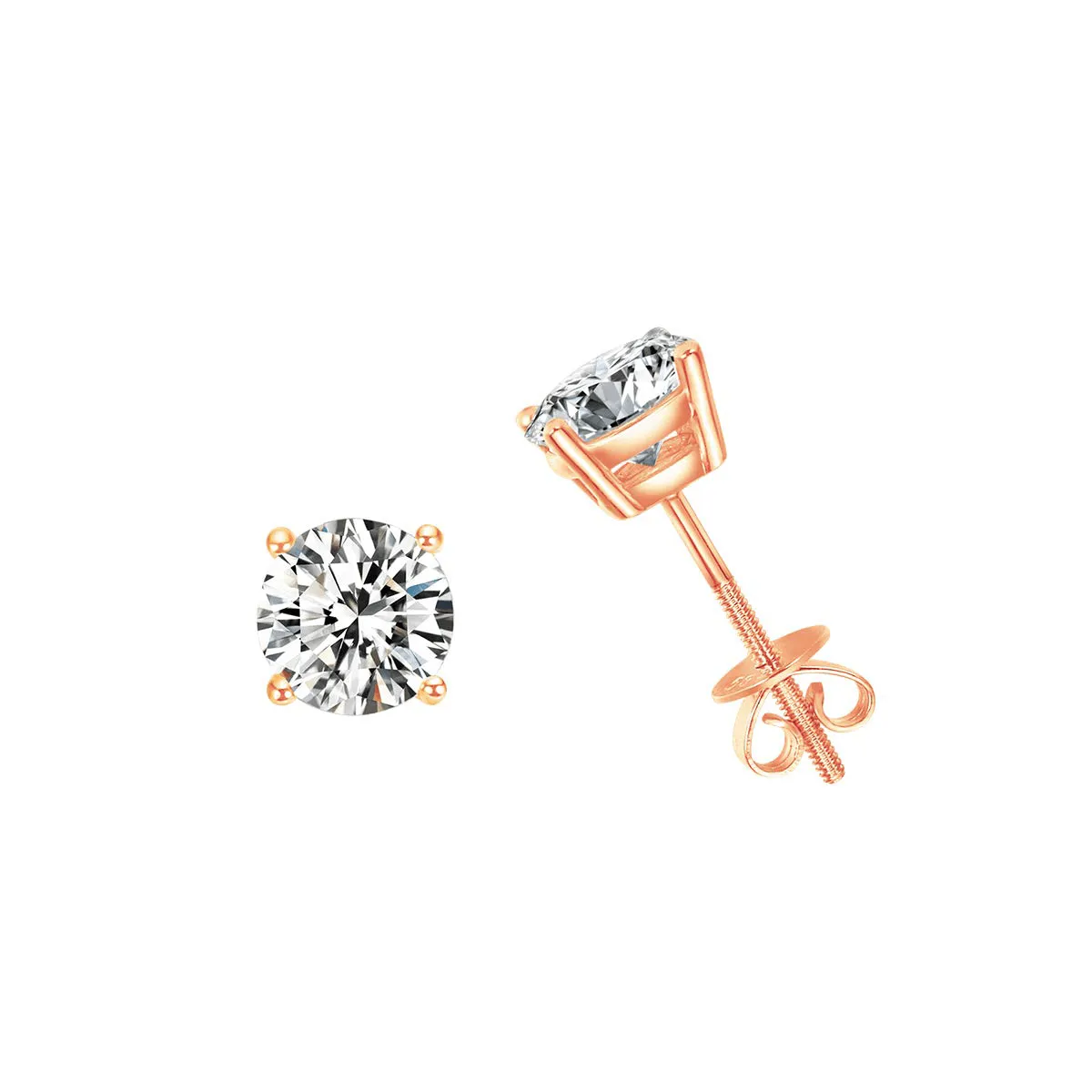 FANCIME 1cttw Moissanite Screw Back 14k Gold Stud Earrings