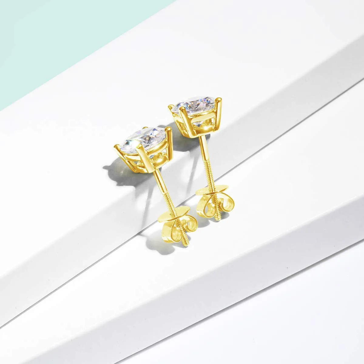 FANCIME 1cttw Moissanite Screw Back 14k Gold Stud Earrings