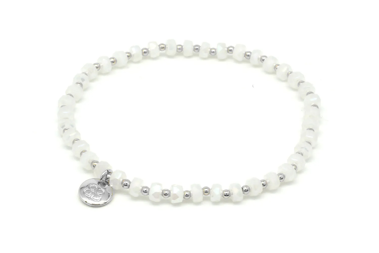 Flores Rainbow Moonstone Silver Stacking Bracelet