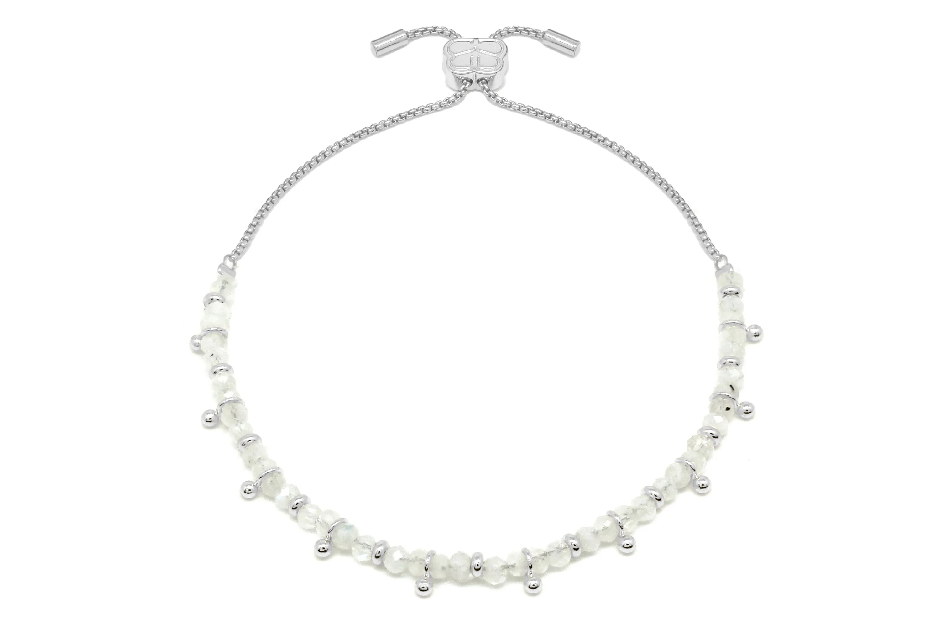 Flores Rainbow Moonstone Silver Stacking Bracelet