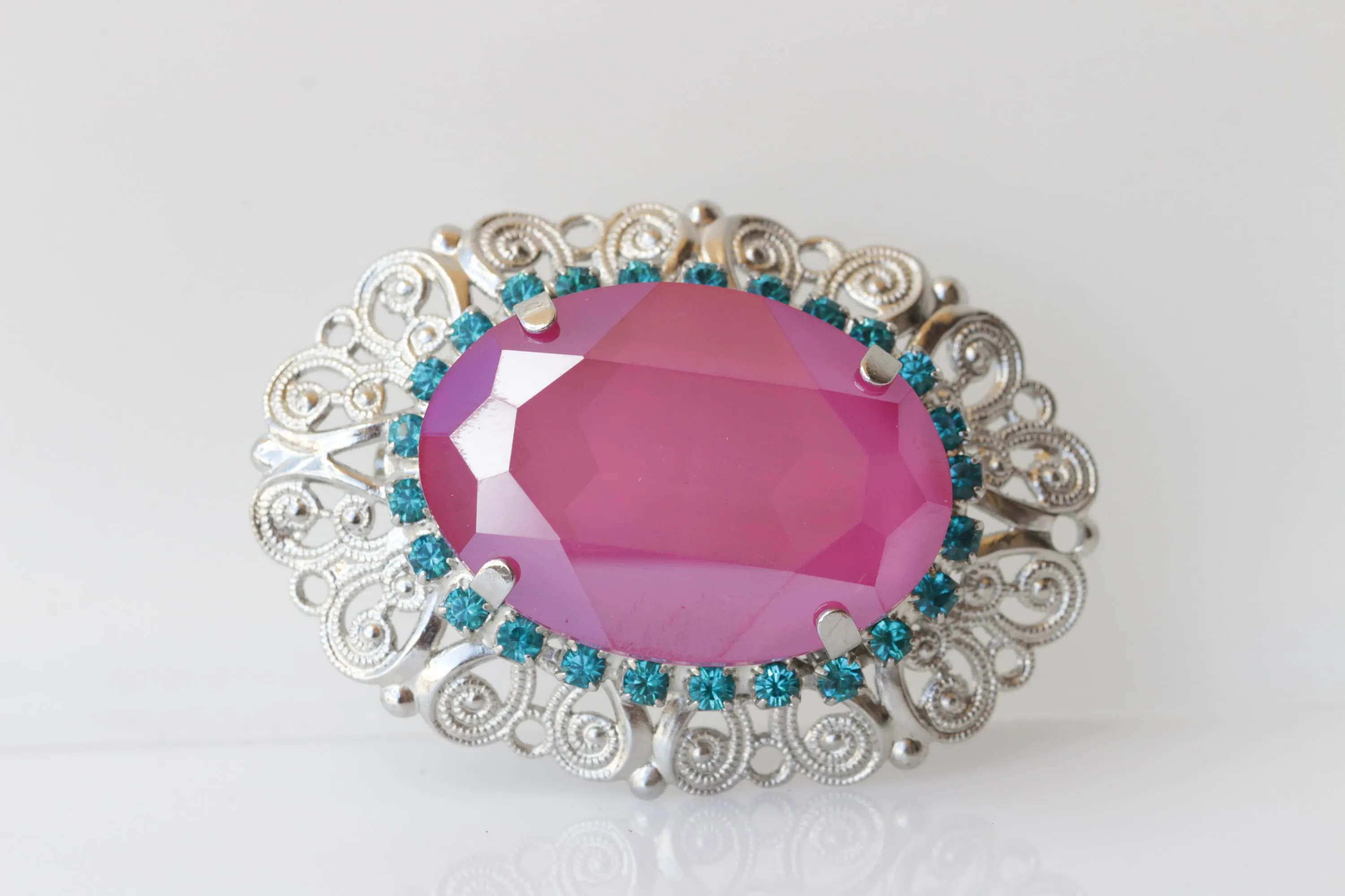FUCHSIA TURQUOISE BROOCH