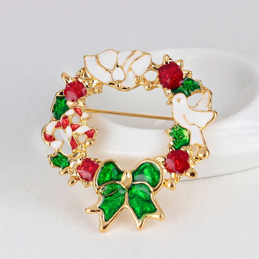 Full Rhinestone Christmas Brooches