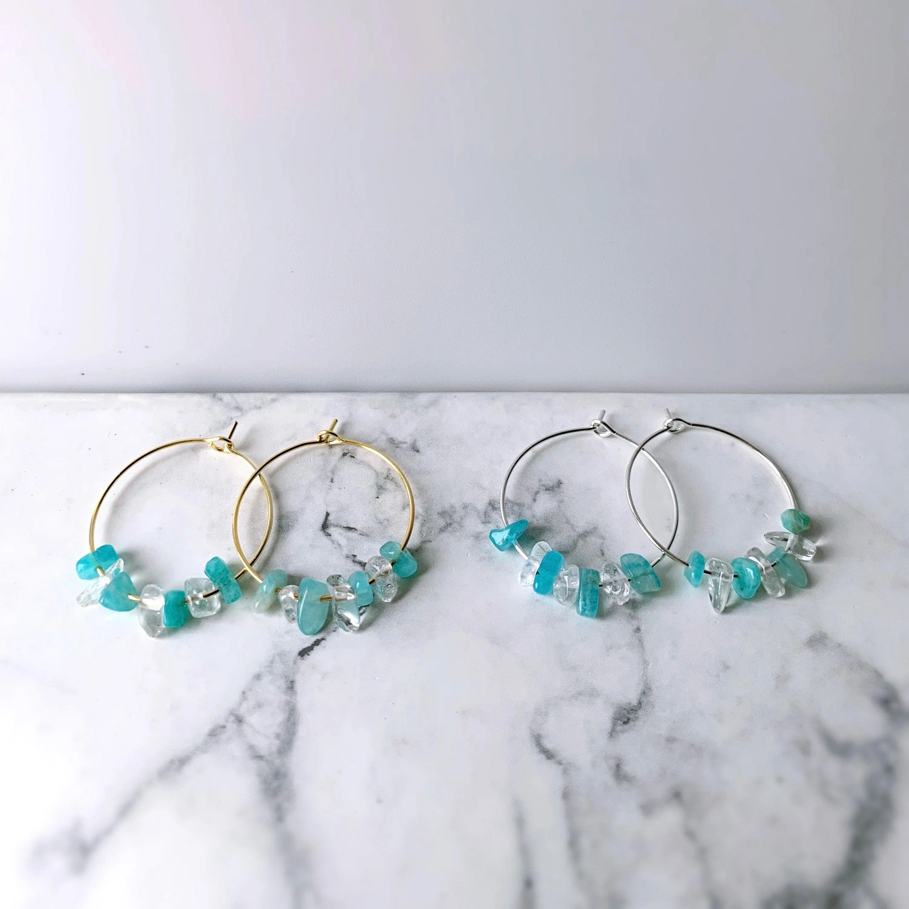 Gemstone Chip Hoop Earrings