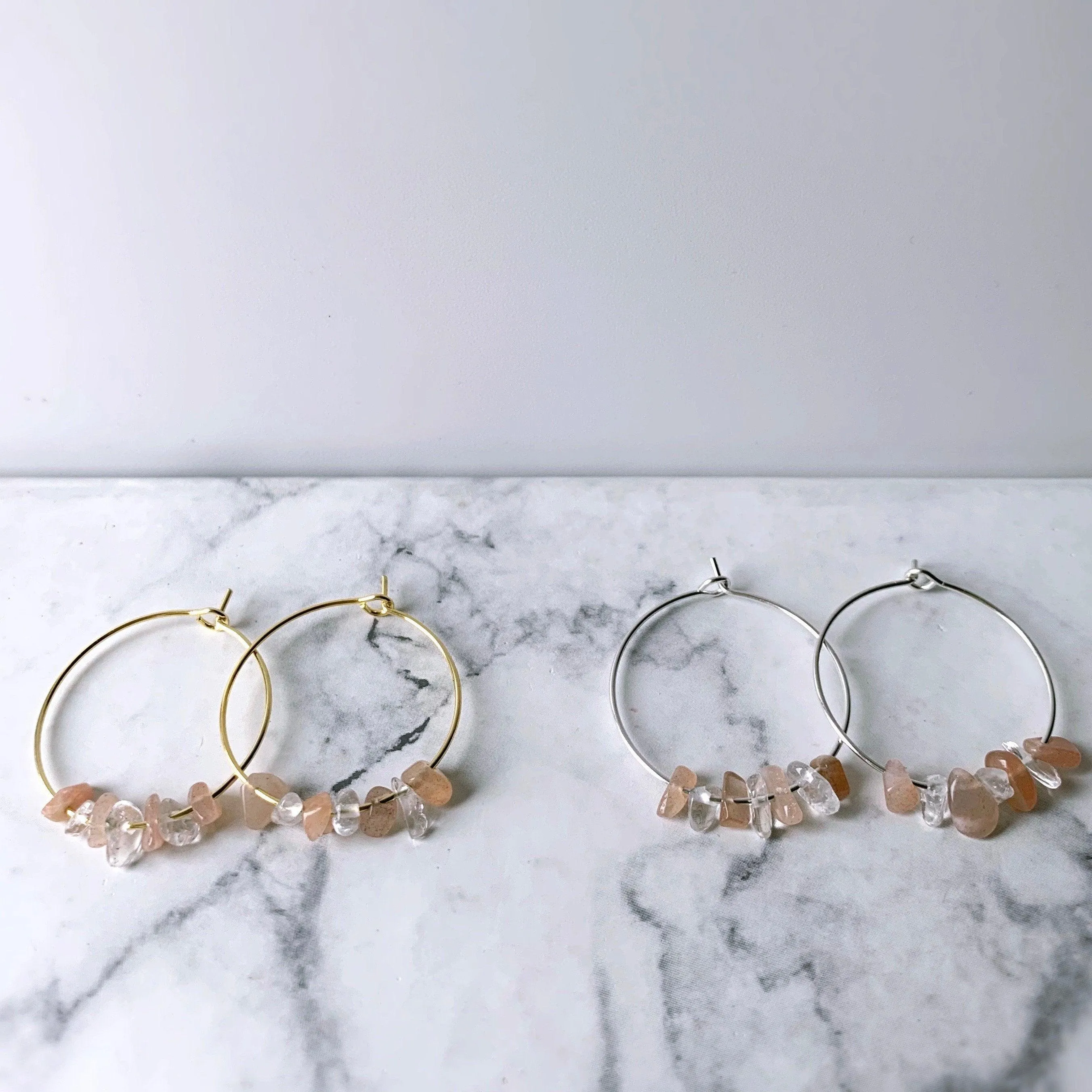 Gemstone Chip Hoop Earrings