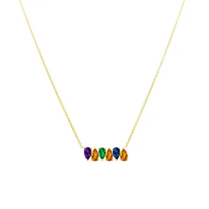 Gemstone Rotating Pear Necklace