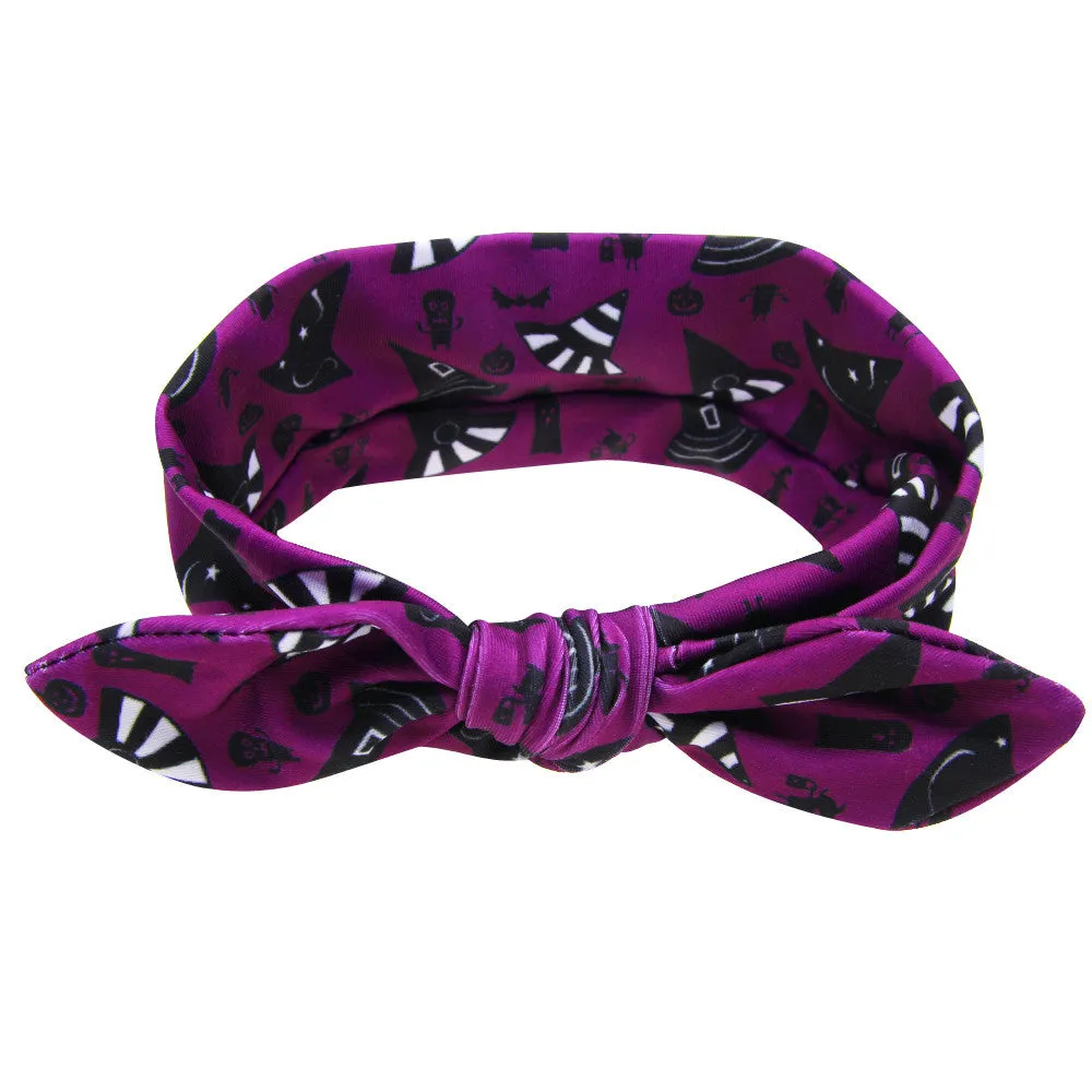 Girl DIY Rabbit Ears Headband cartoon pattern dot Turban Knot Headwrap Hair Band Halloween gift