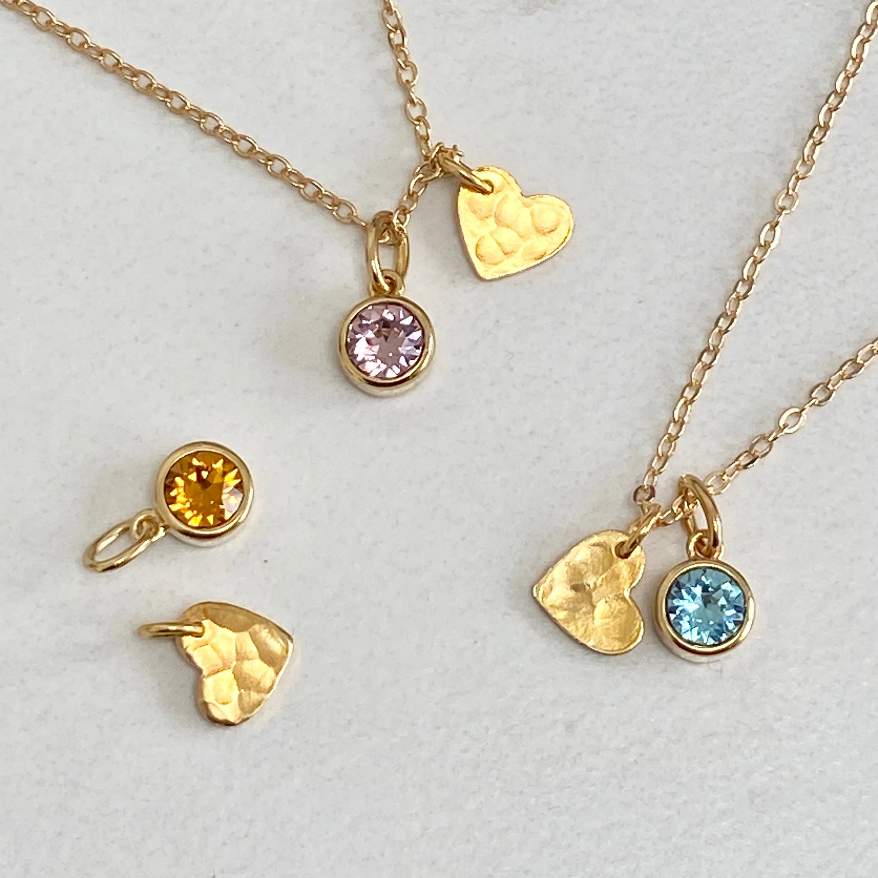 Gold Heart Birthstone Necklace