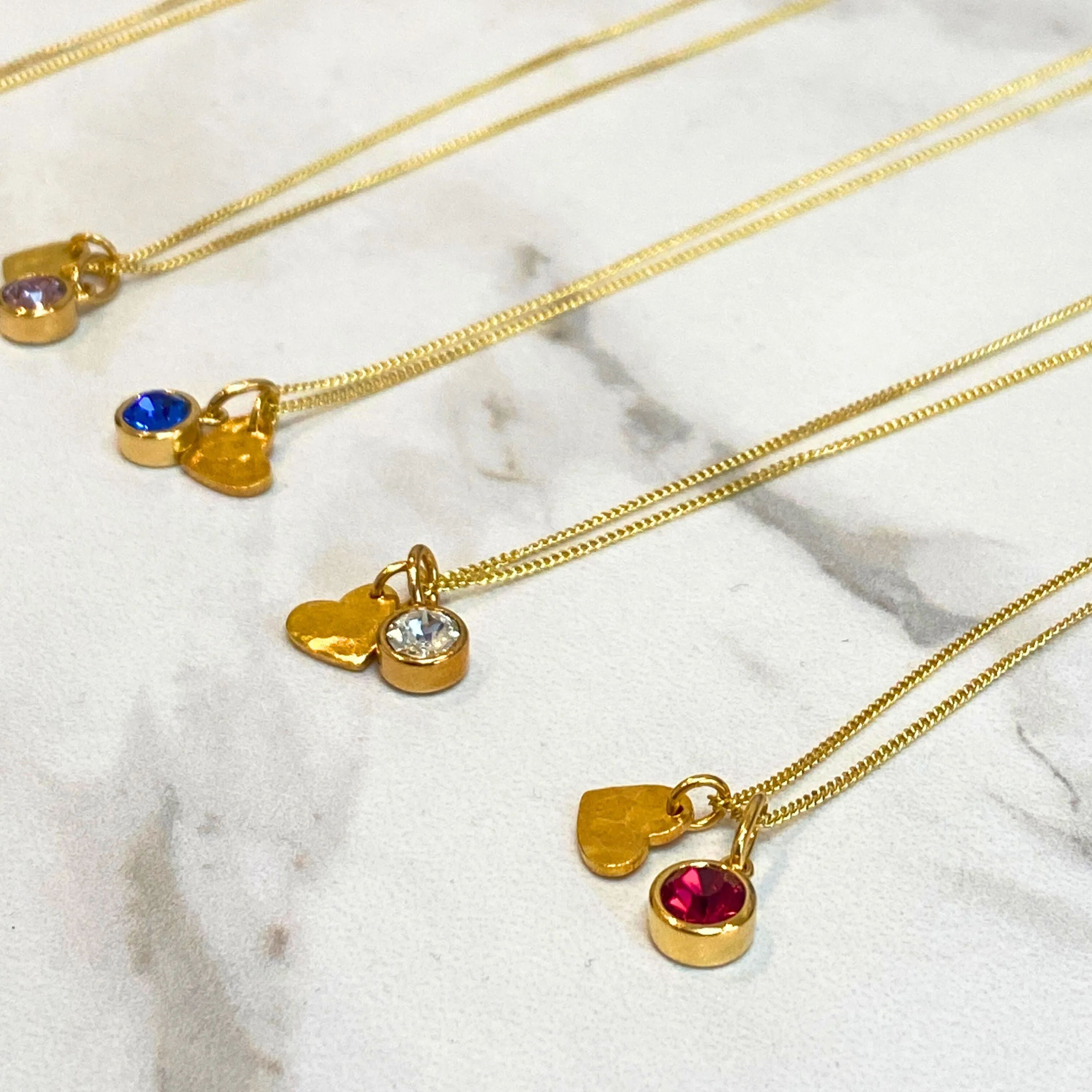 Gold Heart Birthstone Necklace