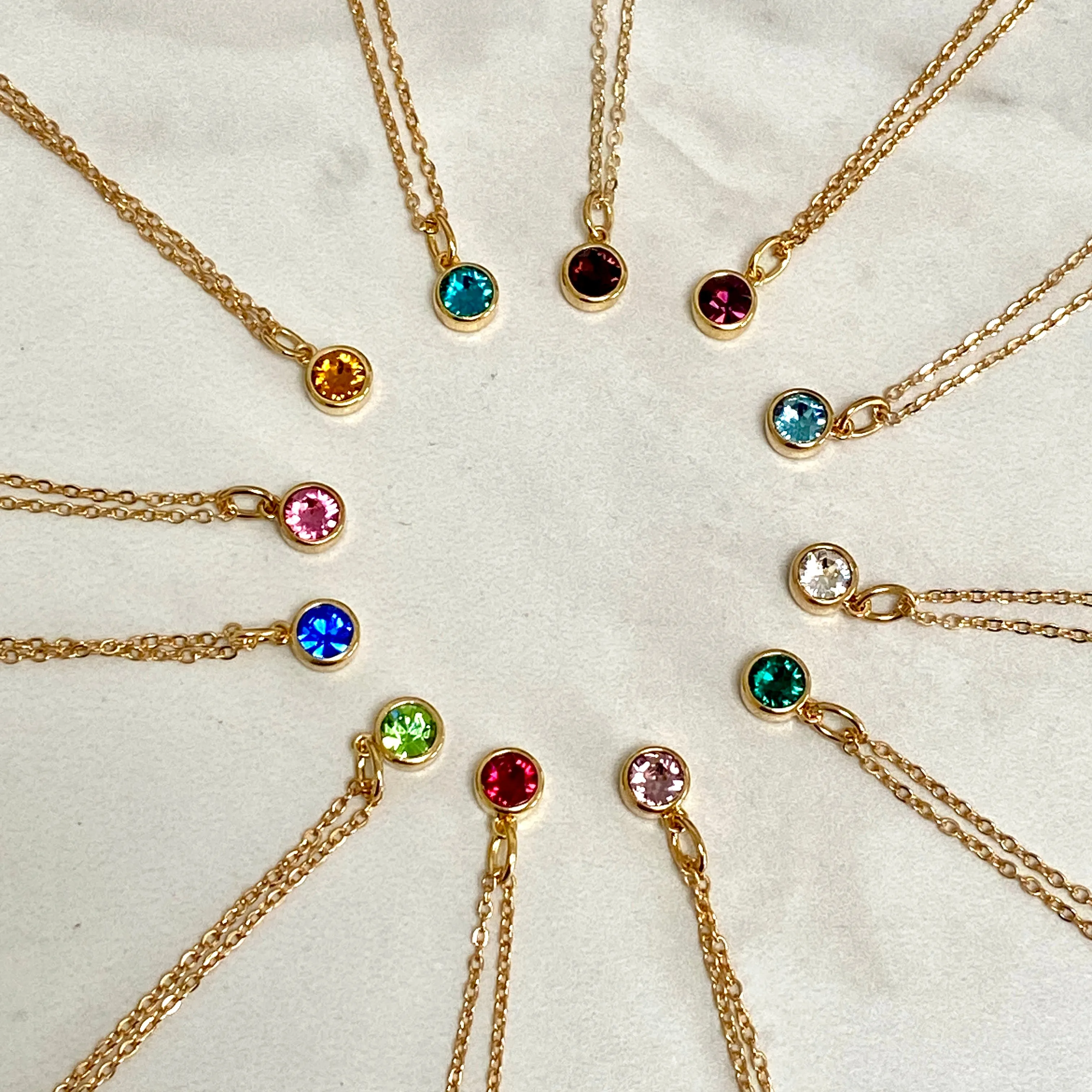 Gold Heart Birthstone Necklace