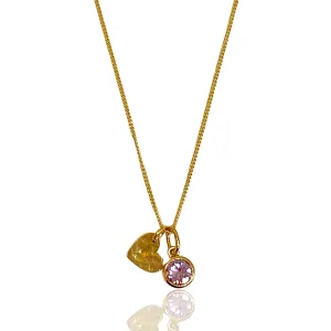 Gold Heart Birthstone Necklace