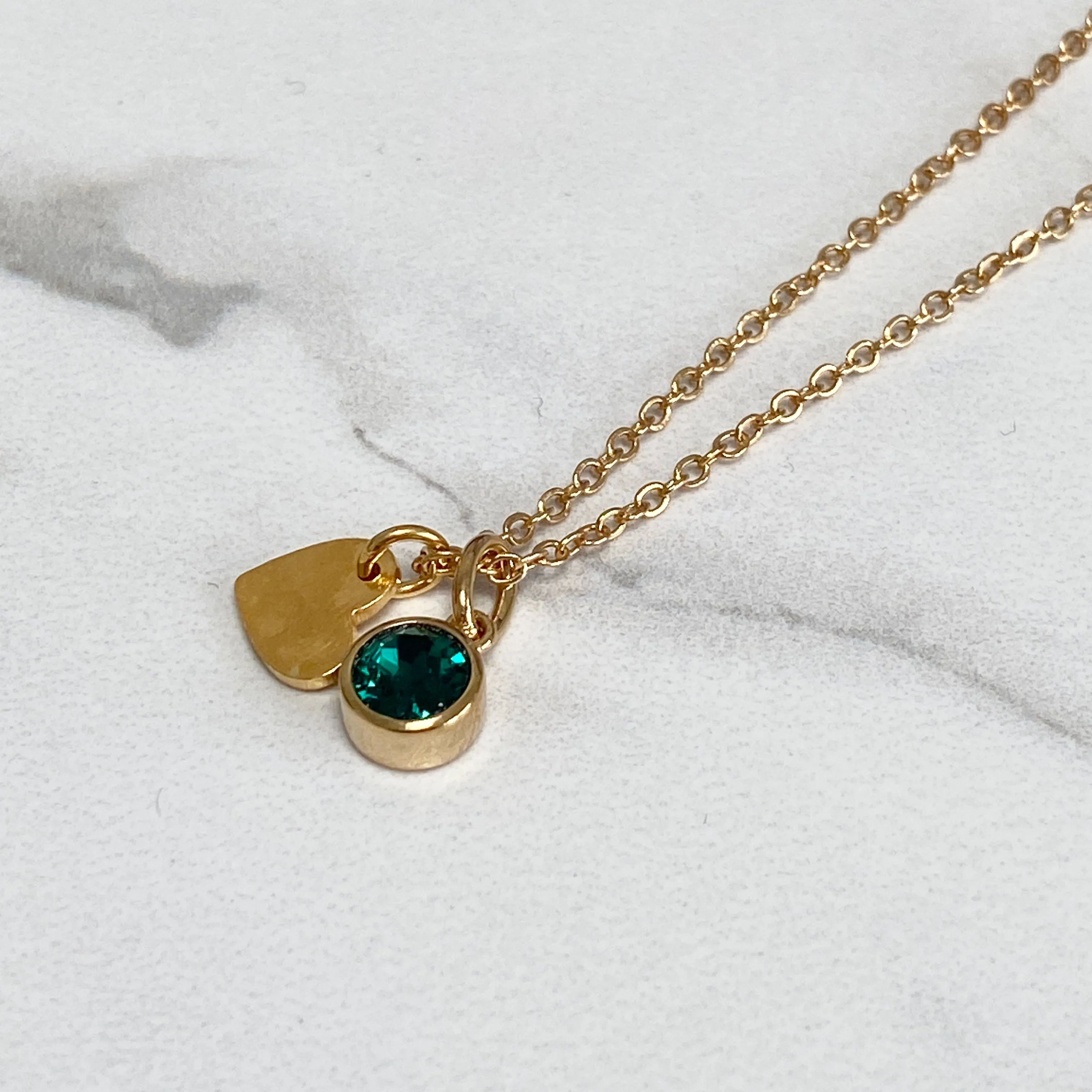Gold Heart Birthstone Necklace