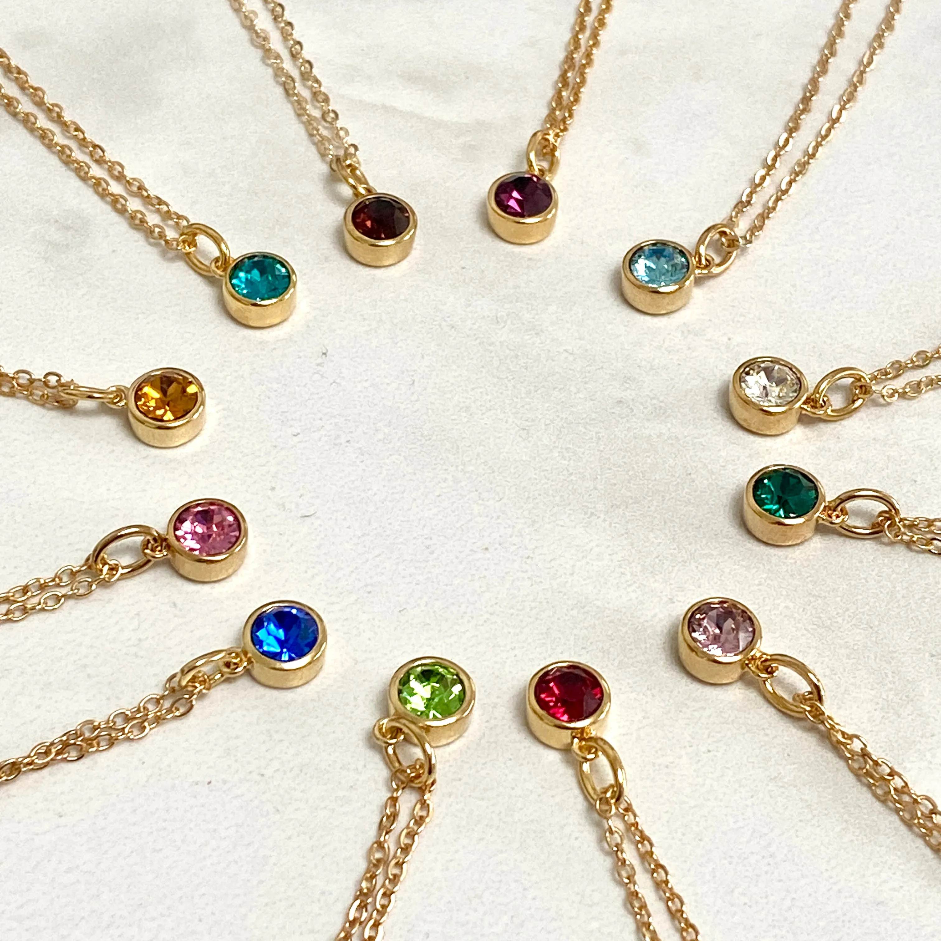 Gold Heart Birthstone Necklace