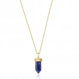 Gold Lapis Point Pendant Necklace N039-03G-L