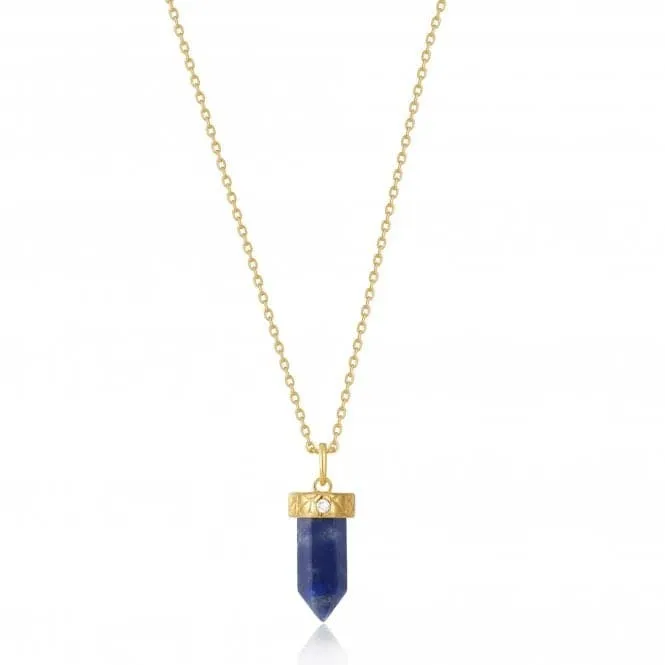 Gold Lapis Point Pendant Necklace N039-03G-L