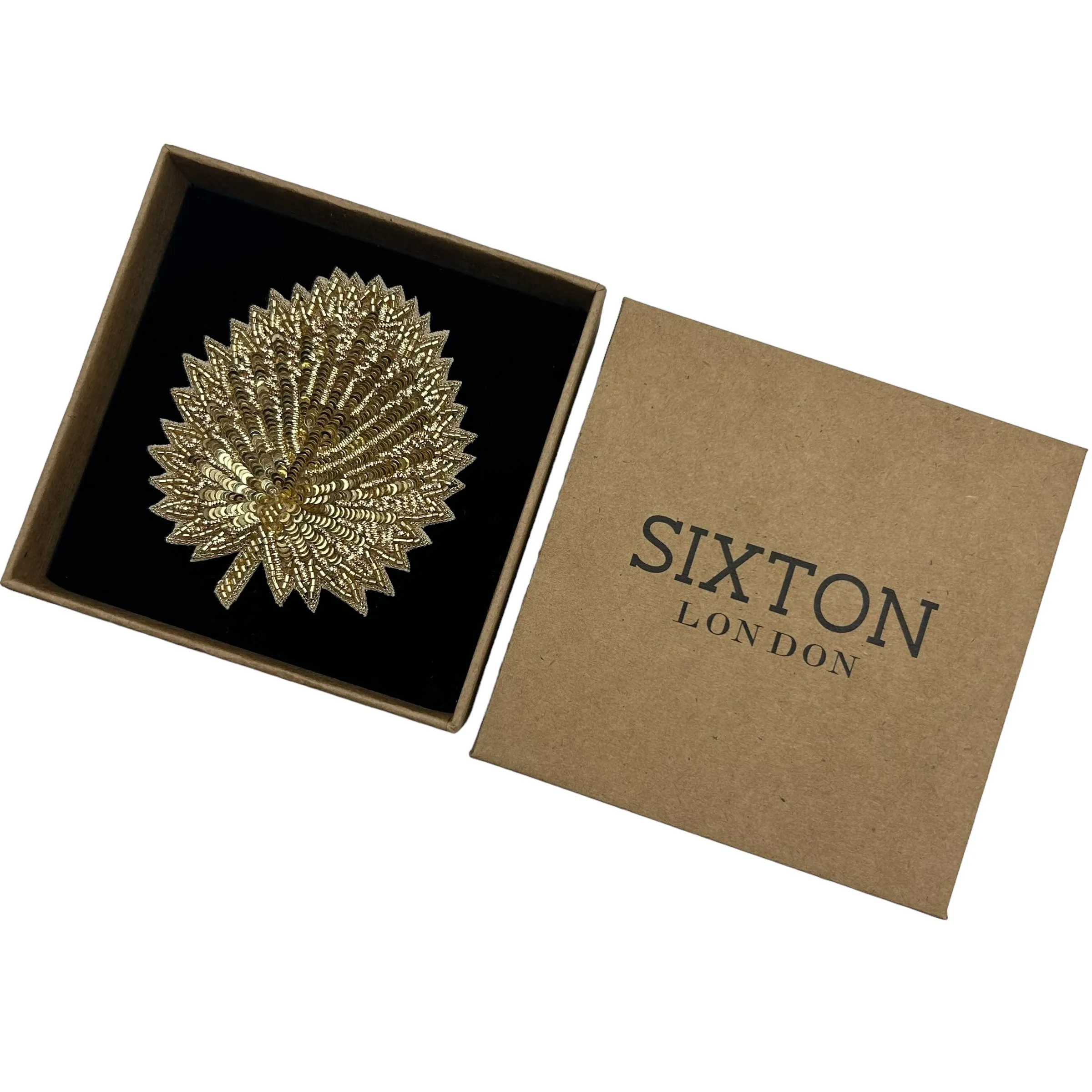 Gold palm leaf brooch / pin
