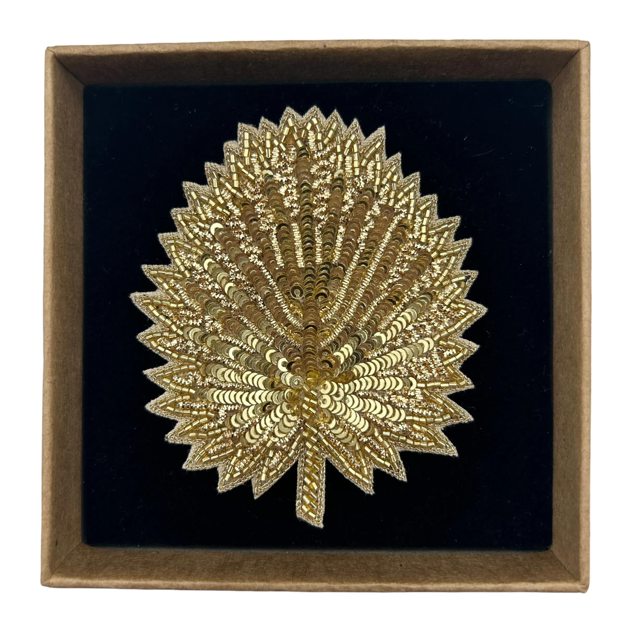 Gold palm leaf brooch / pin