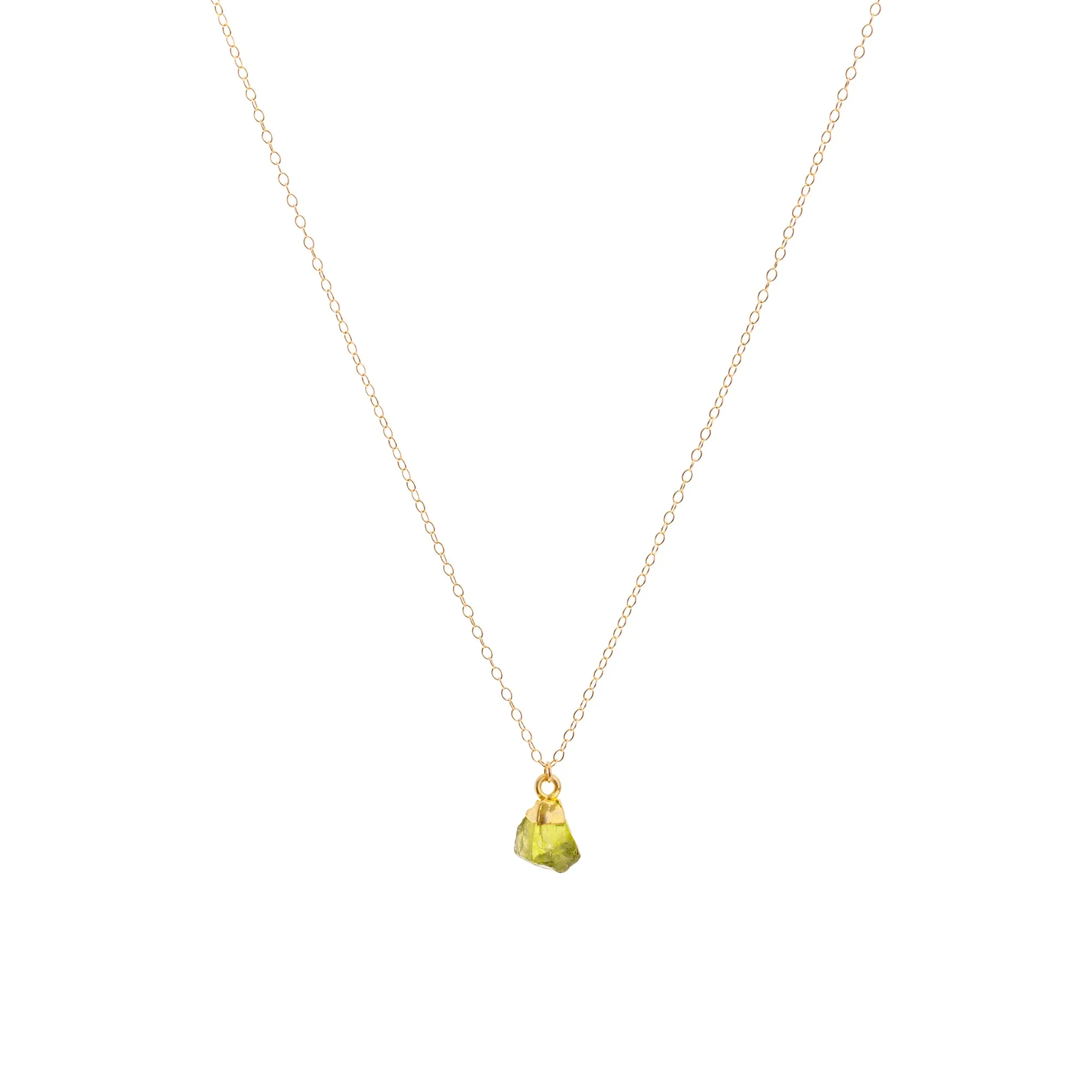Gold Peridot Raw Crystal Necklace