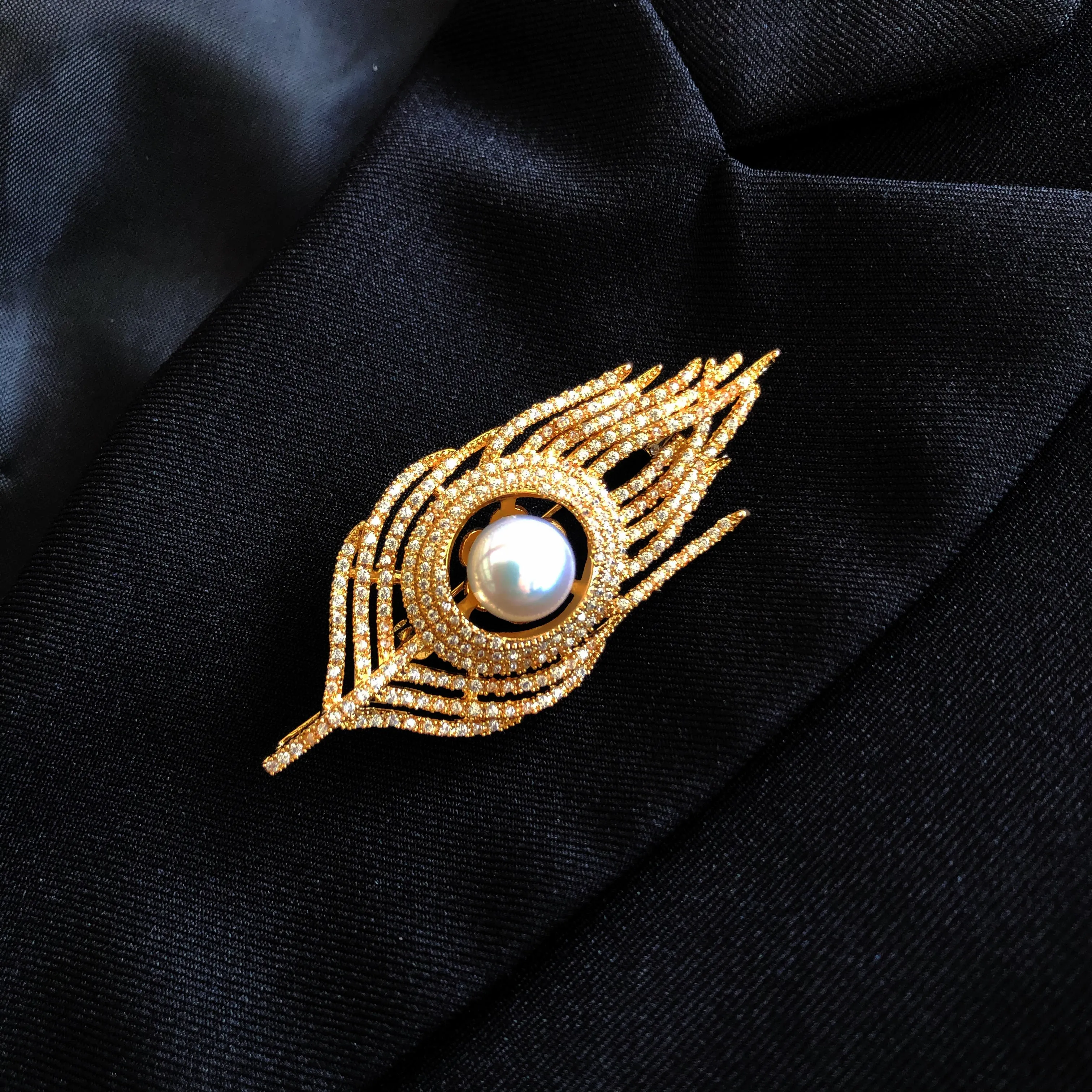 Gold Plated Phoenix Zircon Brooch Pendant