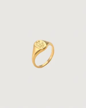 GOLDEN BLOOM SIGNET RING – 18K GOLD