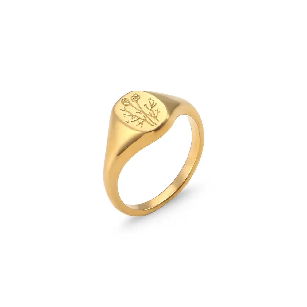 GOLDEN BLOOM SIGNET RING – 18K GOLD