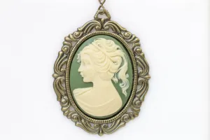 GREEN Cameo Necklace