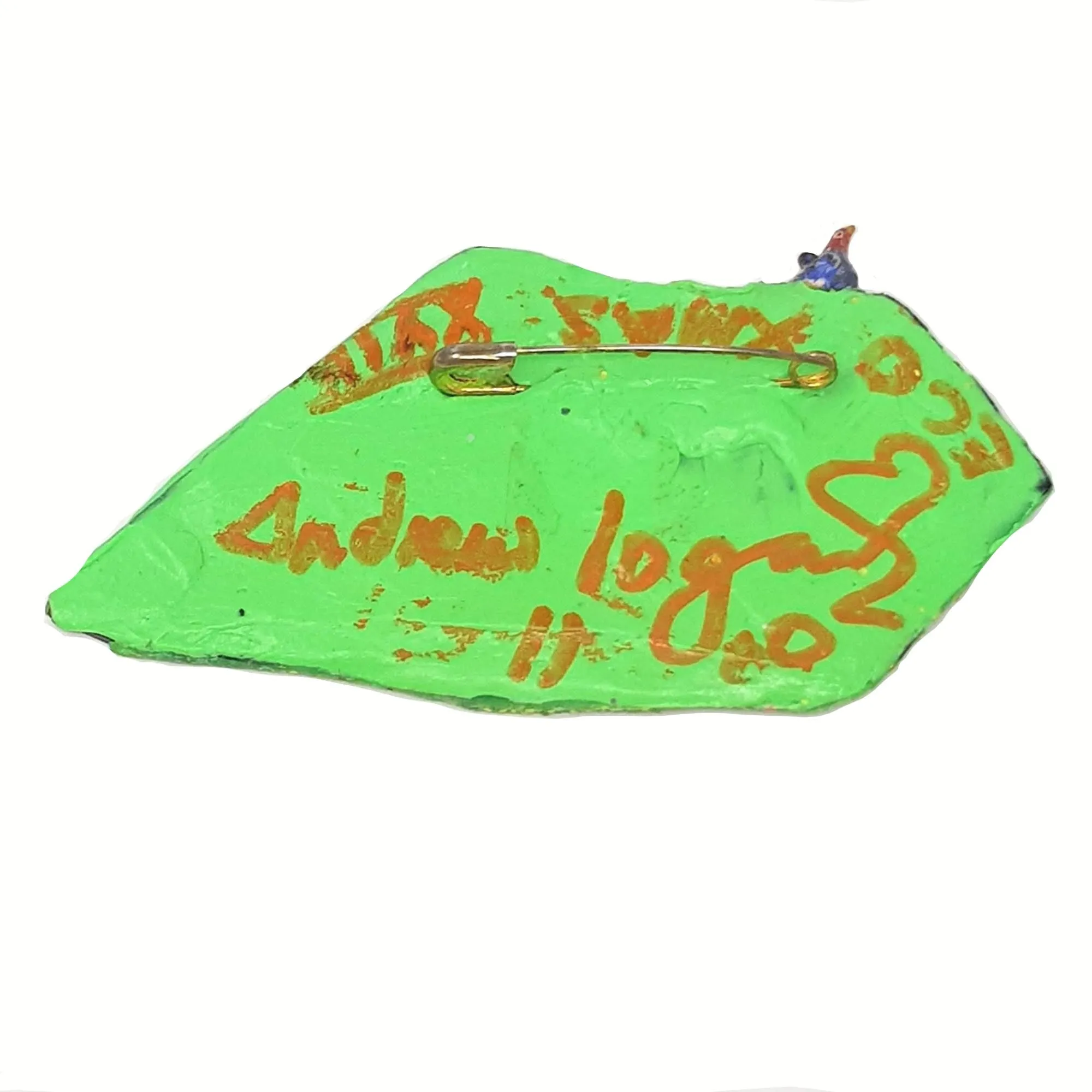 GREEN RHOMBUS BROOCH WITH BIRD, 2011