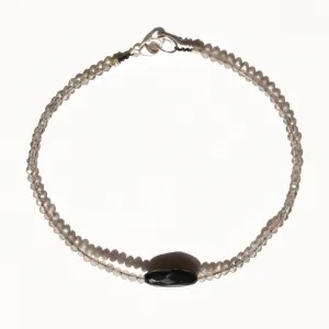 Grey Moonstone   Onyx Bracelet No.60
