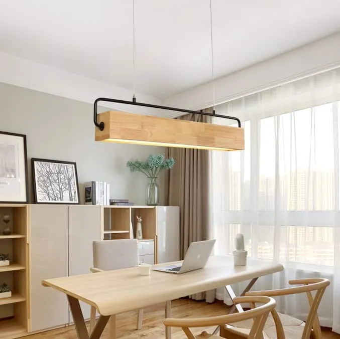 Halfdan Nordic Wooden Bar Pendant Light