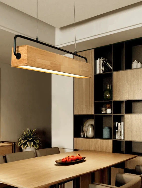 Halfdan Nordic Wooden Bar Pendant Light